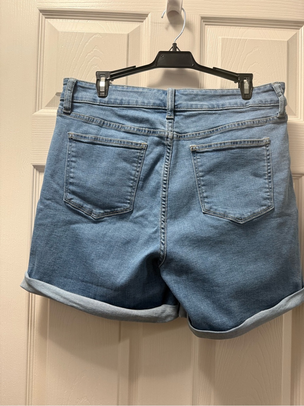 St. John's Bay Light Blue Denim Roll-Cuff Shorts - Picture 2 of 4